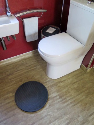 The Turntable is useful for transferring guests from one seat to another, eg wheelchair to toilet. The Turntable is useful for transferring guests from one seat to another, eg wheelchair to toilet.