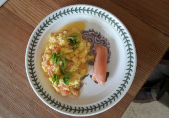 Smoked salmon and scrambled eggs